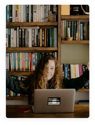 Person studying in library